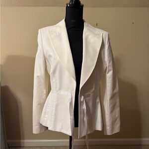 Women's White & Black Tailored Cotton Blazers